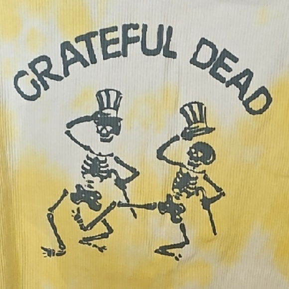 Grateful Dead Yellow Tie-Dye Tank Top with Dancing Skeletons - Picture 1 of 4